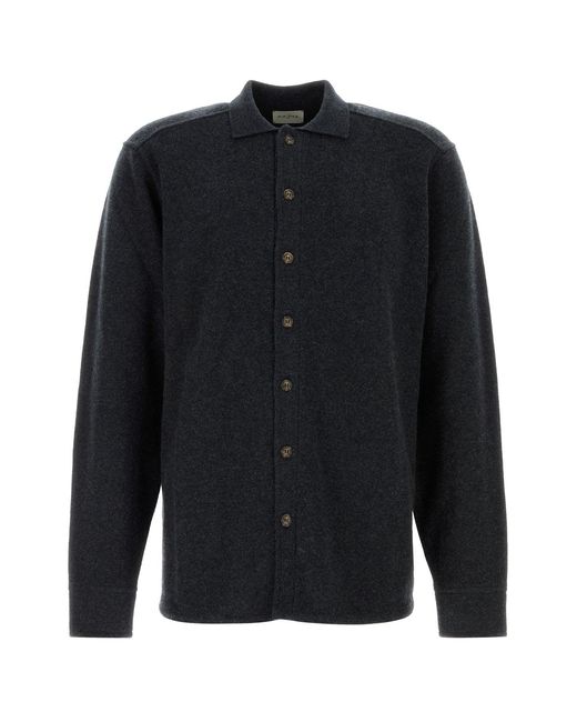 LeKasha Black Midnight Blue Cashmere Minsk Shirt for men