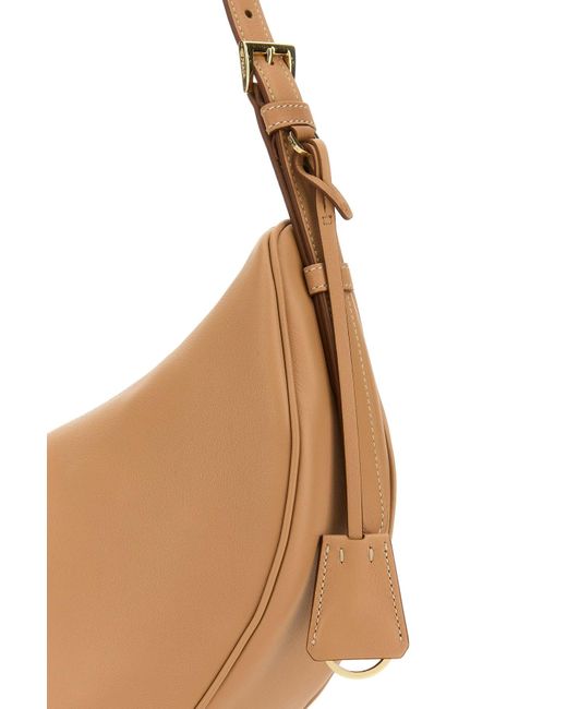 Borsa a tracolla Demi-lune grande in pelle pesca di Prada in White