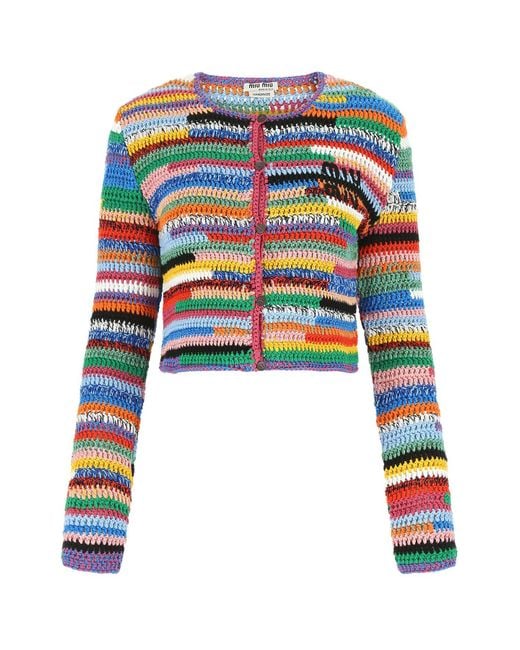 Miu Miu Multicolor Crochet Cardigan