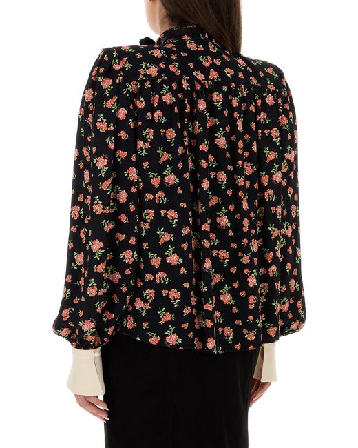 Valentino Garavani Black Printed Crepe Shirt