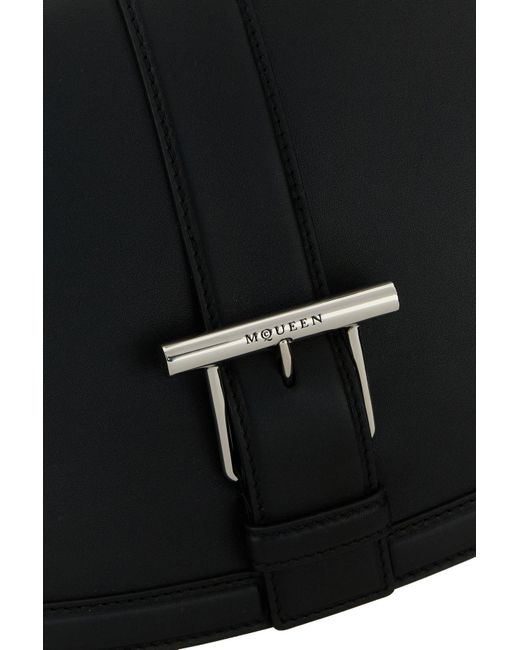 Borsa a tracolla Satchel grande in pelle nera di Alexander McQueen in Black