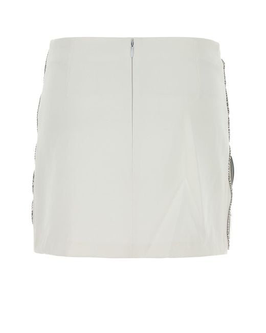 Des Phemmes Gray White Stretch Satin Mini Skirt