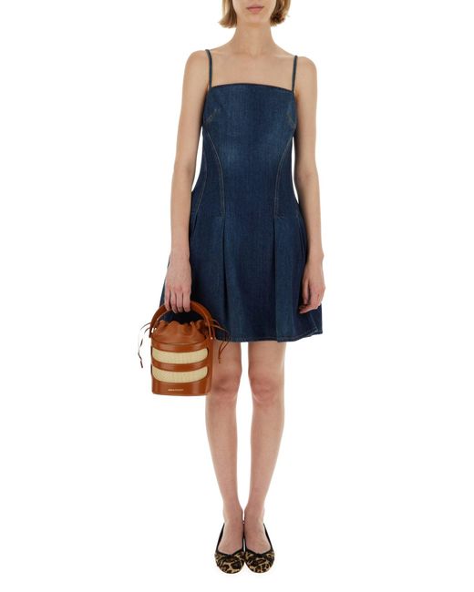 McQueen Brown Two-Tone Leather And Raffia The Rise Bucket Bag