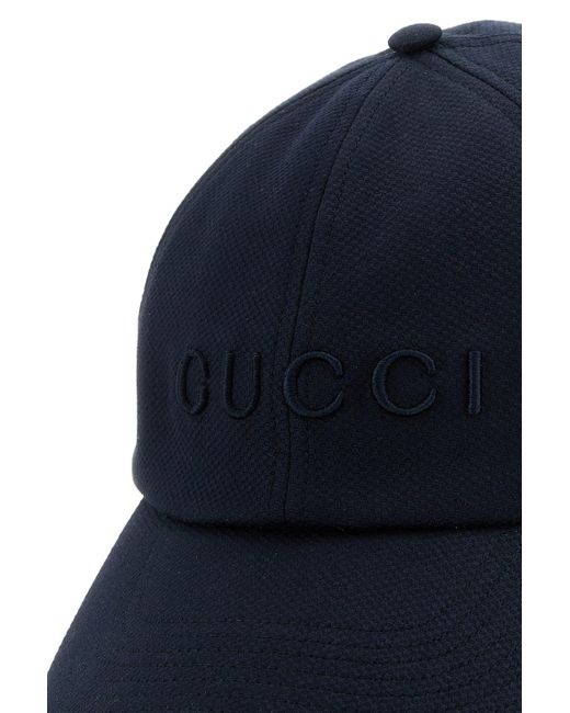 Cappello da baseball in cotone stretch blu navy di Gucci in Blue da Uomo