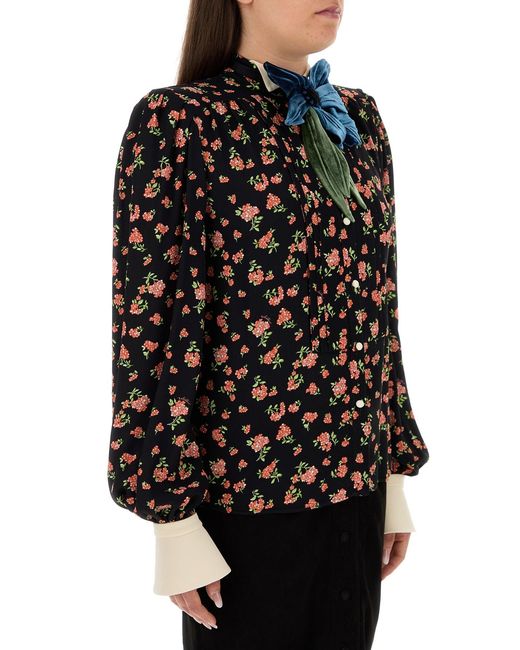 Valentino Garavani Black Printed Crepe Shirt