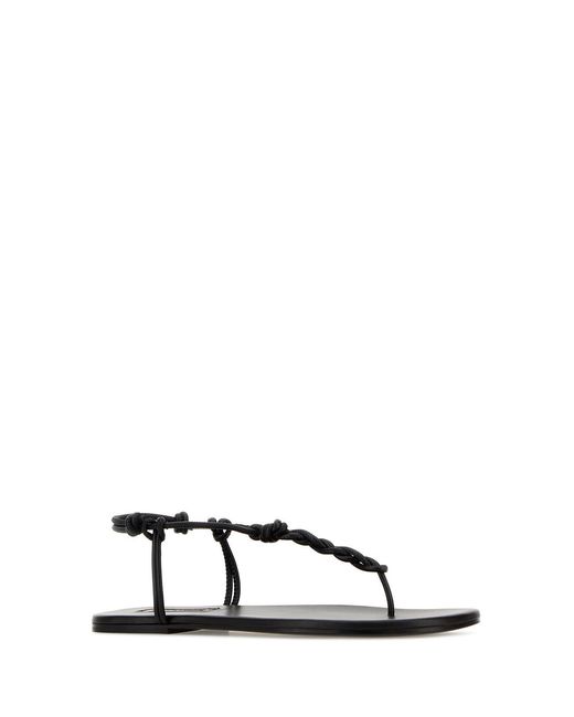 Jil Sander Black Leather Tangle Sandals