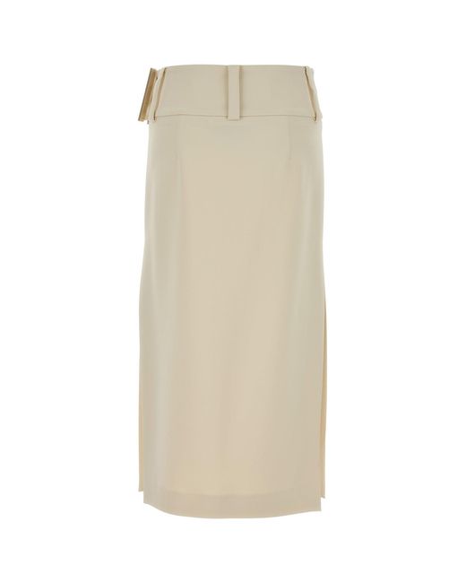 Sportmax White Ivory Stretch Viscose Fronda Skirt