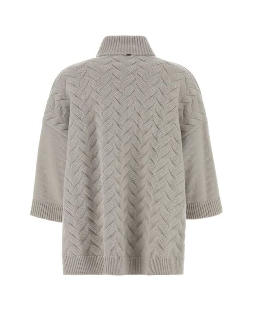 Herno Gray Grey Flannel And Wool Cardigan
