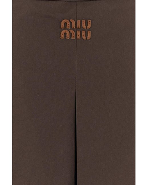 Minigonna in misto cotone marrone di Miu Miu in Brown