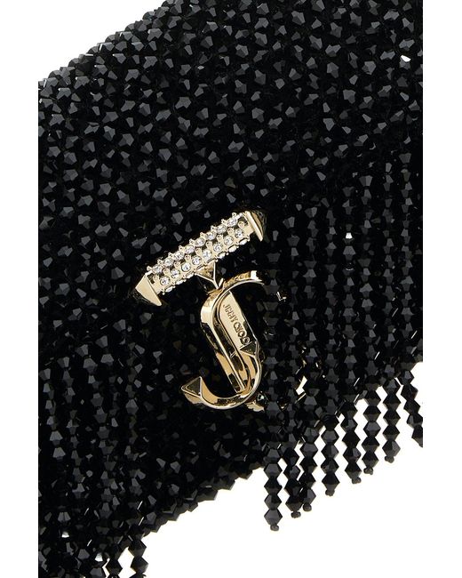 Borsa a spalla Avenue mini in raso nero di Jimmy Choo in Black