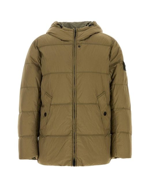 Stone Island Army Green Nylon Down Jacket for men