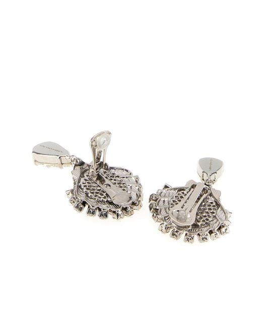 Alessandra Rich White Embellished Metal Earrings