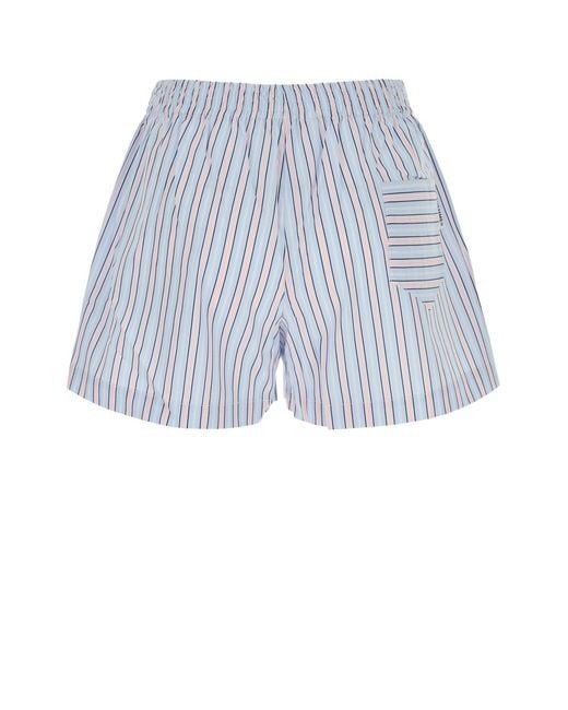 Des Phemmes Blue Embroidered Poplin Shorts