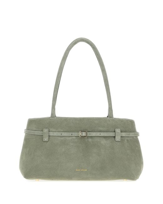 MANU Atelier Sage Green Suede Le Cambon East West Shoulder Bag