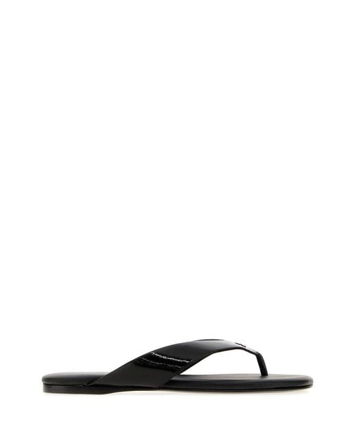Courreges Black Vinyl Souliers Thong Slippers