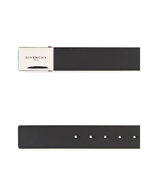 Givenchy White Black Leather Plaque Belt for men