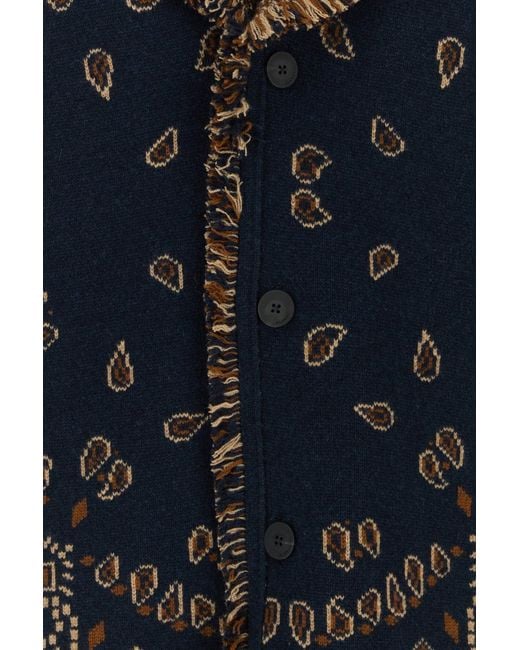 Alanui Blue Embroidered Cashmere Bandana Cardigan for men