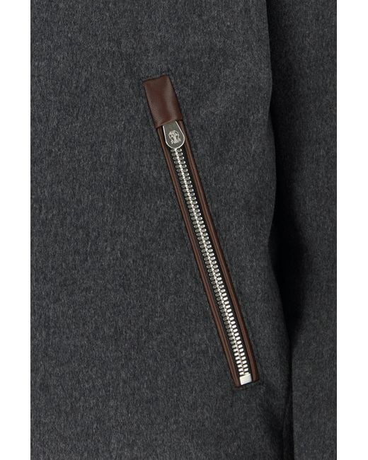 Brunello Cucinelli Black Graphite Wool Padded Jacket for men