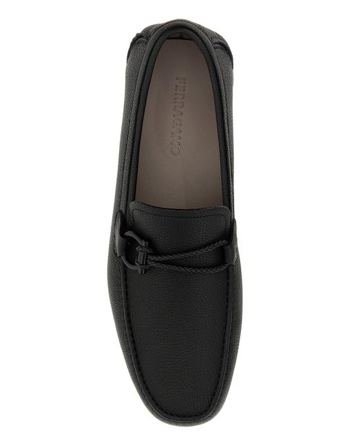 Mocassini Front in pelle nera di Ferragamo in Black da Uomo