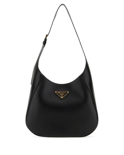 Prada Black Brand-plaque Leather Shoulder Bag
