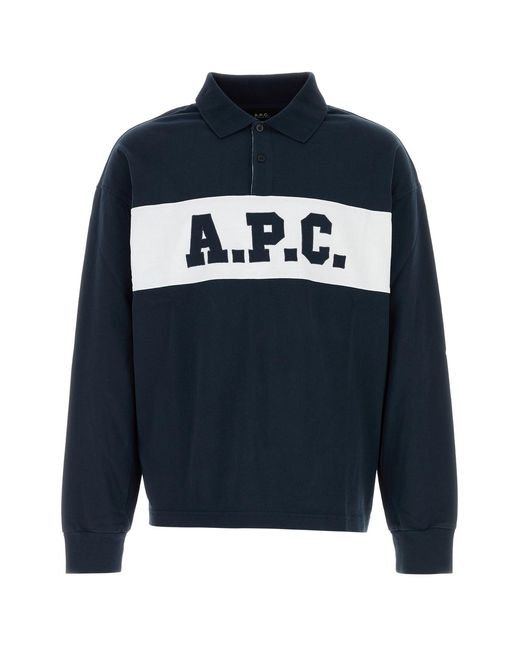 A.P.C. Navy Blue Cotton Oversize Alexis Polo Shirt for men
