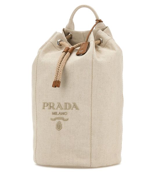 Zaino in tela sabbia di Prada in Natural da Uomo