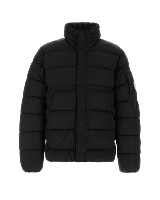 C P Company Black Nylon Down Jacket for men