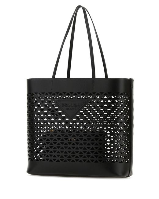 Borsa shopping in pelle nera di Prada in Black