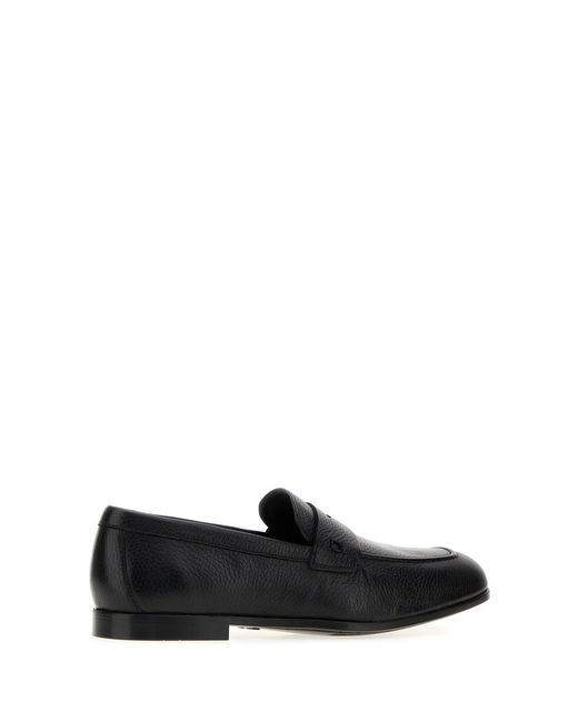 Ferragamo Black Salvatore Leather Tiberio Loafers for men