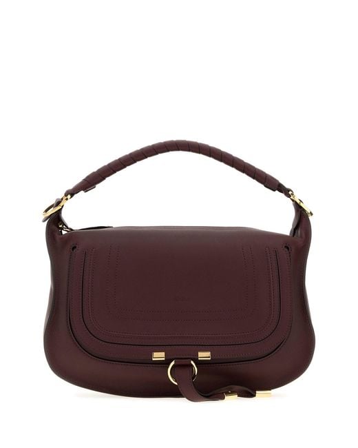 Chloé Purple Aubergine Leather Small Marcie Shoulder Bag