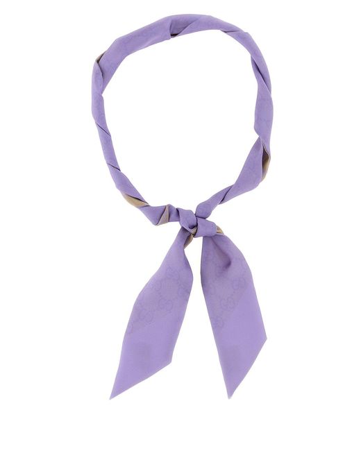 Foulard reversibile in seta stampata di Gucci in Purple