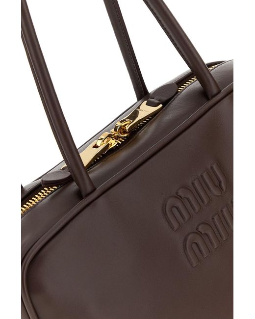Borsa a spalla in pelle testa di moro di Miu Miu in Brown