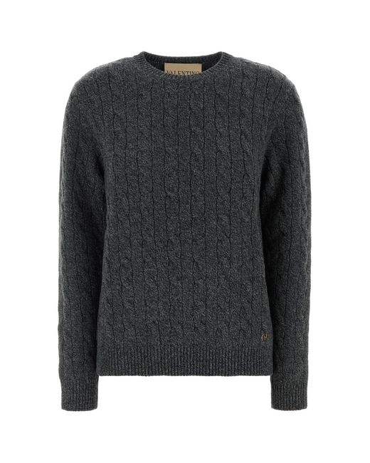Valentino Garavani Black Dark Grey Wool Sweater