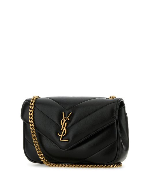 Borsa a tracolla LouLou mini in pelle nera di Saint Laurent in Black