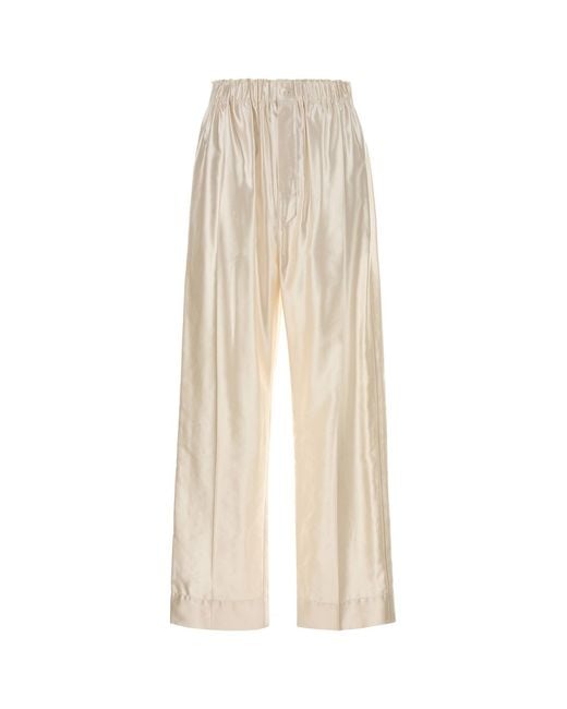 Carven White Ivory Satin Pyjama Pant