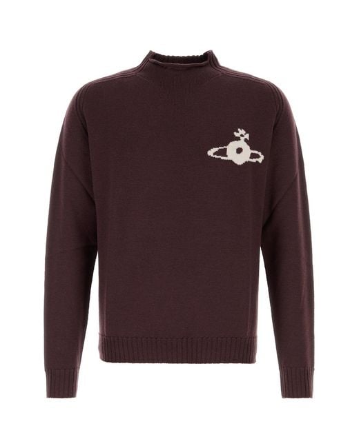 Vivienne Westwood Purple Aubergine Wool Fisherman Sweater for men