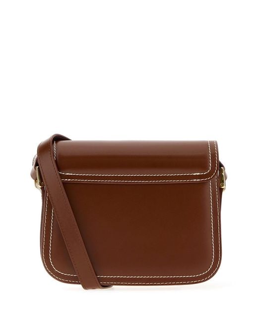 A.P.C. Brown Chocolate Leather Small Grace Crossbody Bag
