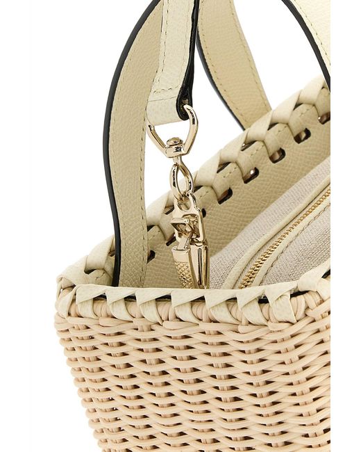 Valextra Natural Beige Wicker Bucket Bag