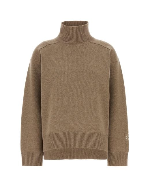 Tory Burch Brown Biscuit Wool Oversize Sweater