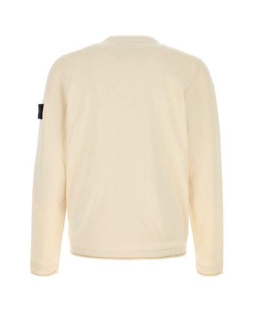 Stone Island White Cream Cotton Blend Sweater for men