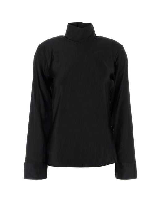 Courreges Black Stretch Satin Top
