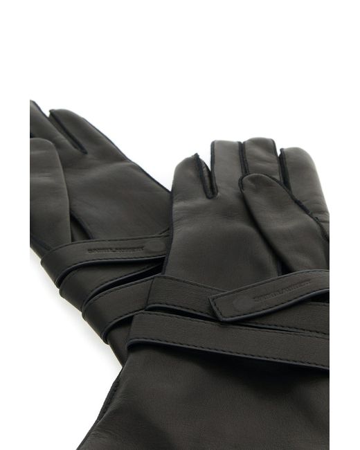 Saint Laurent Black Aviator Gloves With Straps A