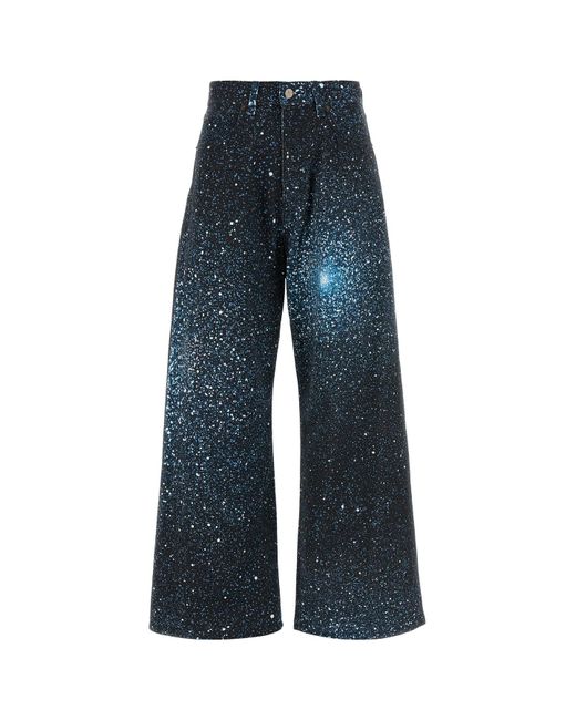 Jeans in denim stretch stampato di GIUSEPPE DI MORABITO in Blue