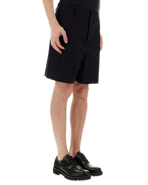 Valentino Garavani Black Midnight Blue Stretch Cotton Bermuda Shorts for men