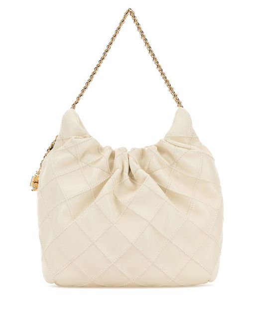Tory Burch Natural Ivory Leather Mini Fleming Handbag