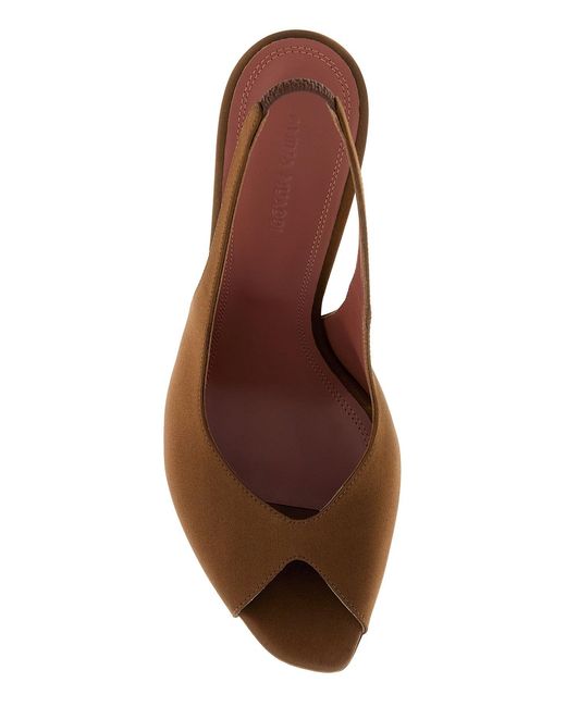 AMINA MUADDI Brown Satin Kristina Sandals