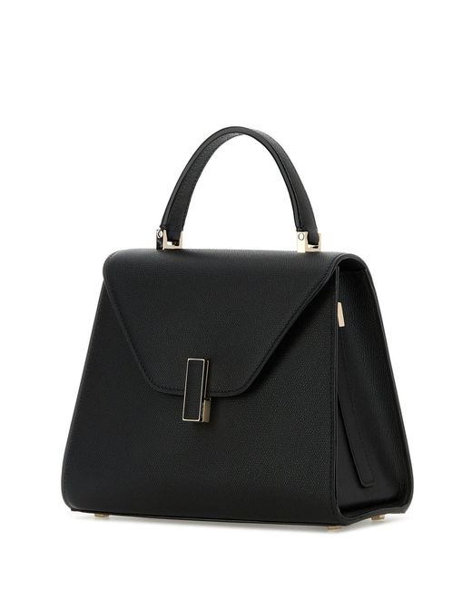 Valextra Black Leather Medium Iside Handbag