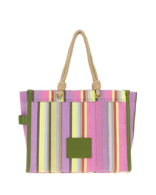 Marc Jacobs Pink Embroidered Canvas Large The Tote Bag Shopping Bag