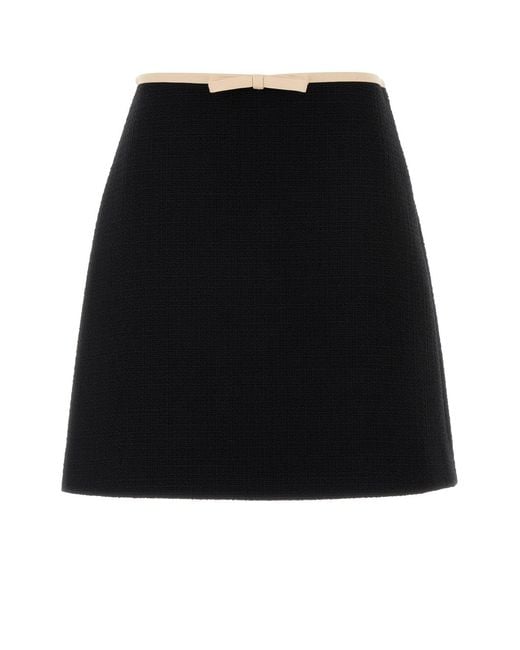 Valentino Garavani Black Tweed Mini Skirt