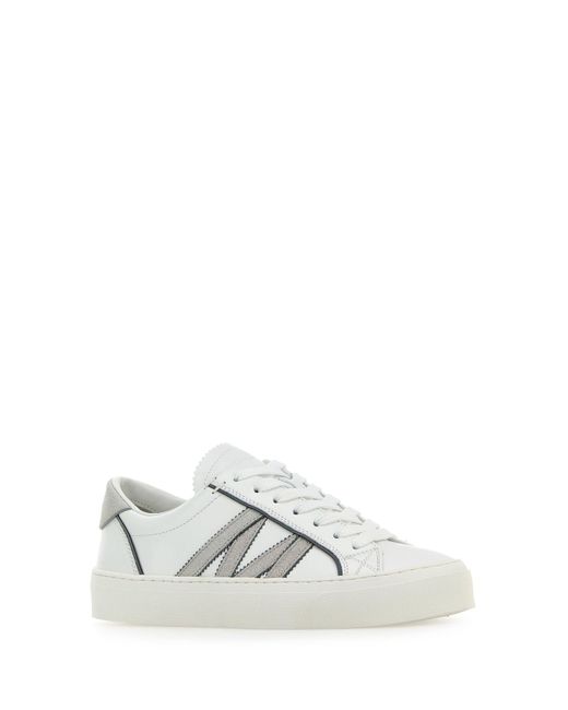 Moncler White Leather Monaco2 Sneakers